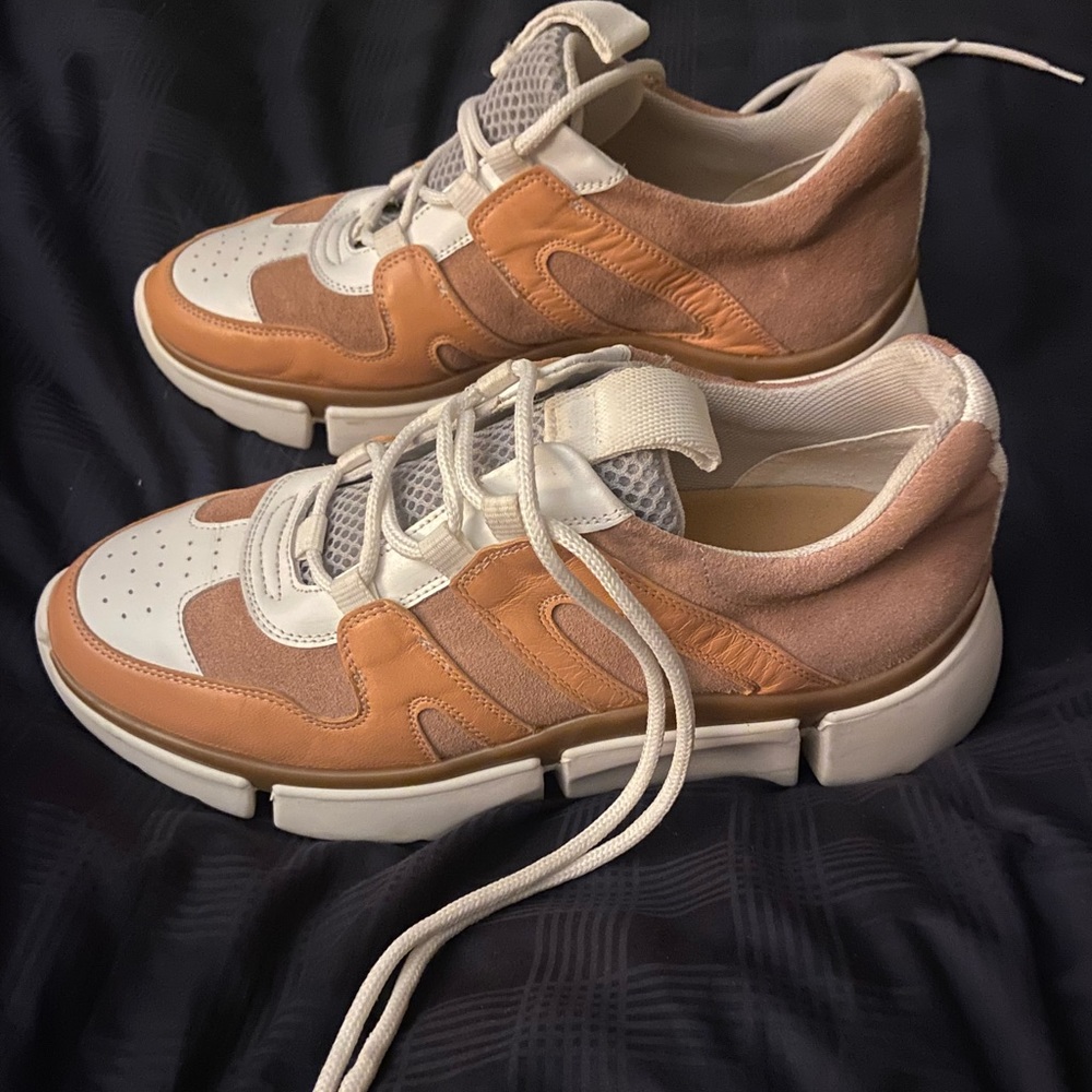 Anthropologie pink/mauve orange athletic tennis shoes. Worn twice. Size 8